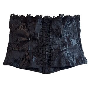 Vintage Empire Intimates Black Floral Brocade Corset Size 46 Whimsical Fairy Y2K